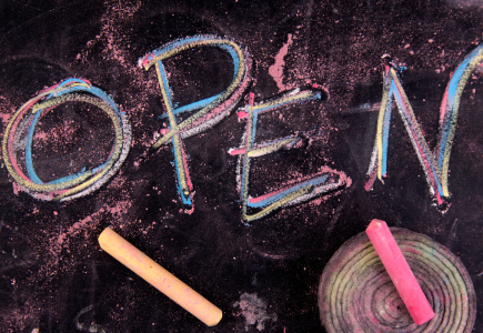 Open written in chalk