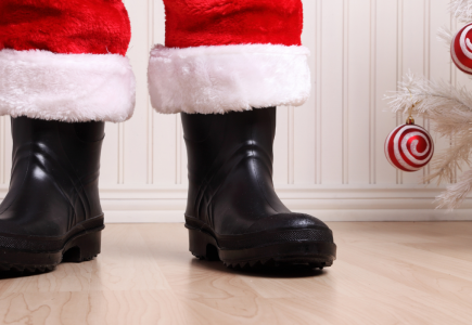 Santa boots with a Christmas tree